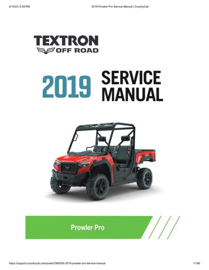 Arctic Cat Prowler Pro UTV Service Manual factory service manual title page