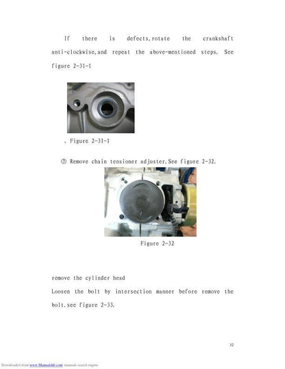 HiSun HS500 ATV-2 Service Manual sample page with service data and tables