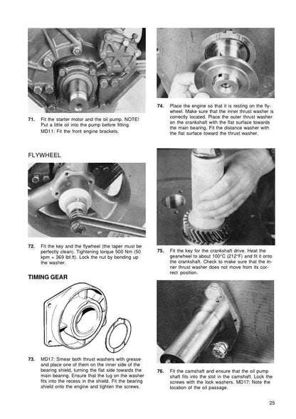Volvo Penta MD11C MD17C MD11D MD17D Engine Service Manual sample page with service data and tables