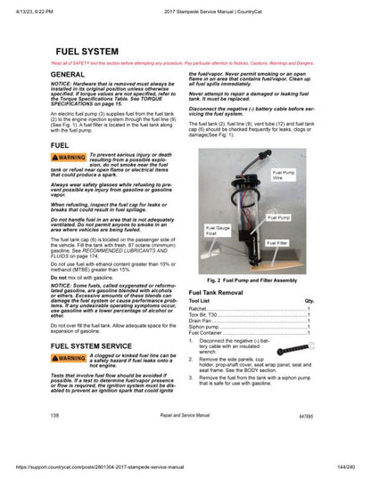 Arctic Cat Stampede 900 UTV Service Manual sample page from service manual