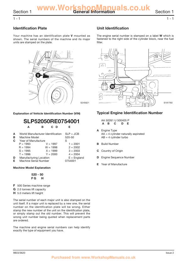 JCB 426 525 550 540 570 1CX 2CX 3CX 4CX 801-806 Loader Service Manual sample page with technical illustrations