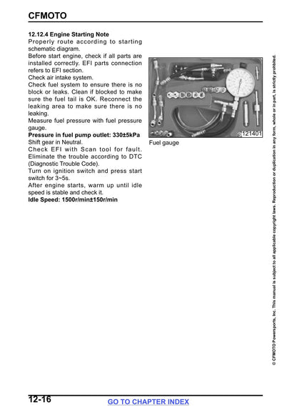 CFMOTO UFORCE 600 UTV Service Manual sample page with technical illustrations
