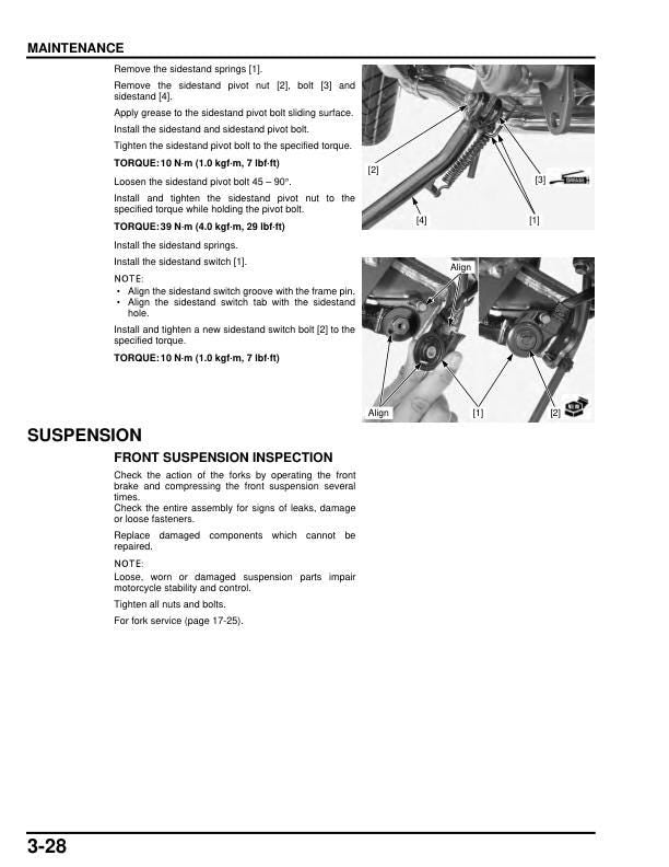 Honda NC 700 Motorcycle Service Manual sample page from service manual
