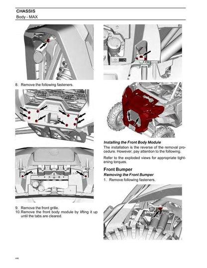 Can-Am Commander 1000 HD10 UTV Service Manual sample page with technical illustrations