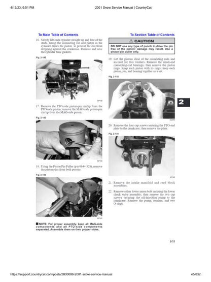 Arctic Cat Panther Bearcat Thundercat ZR ZL Snowmobile Service Manual table of contents