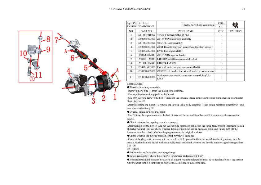 Zontes ZT350 GK R S T Euro XV X Motorcycle Service Manual sample page from service manual