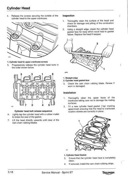 Triumph Sprint ST1050 Motorcycle Service Manual sample page from service manual