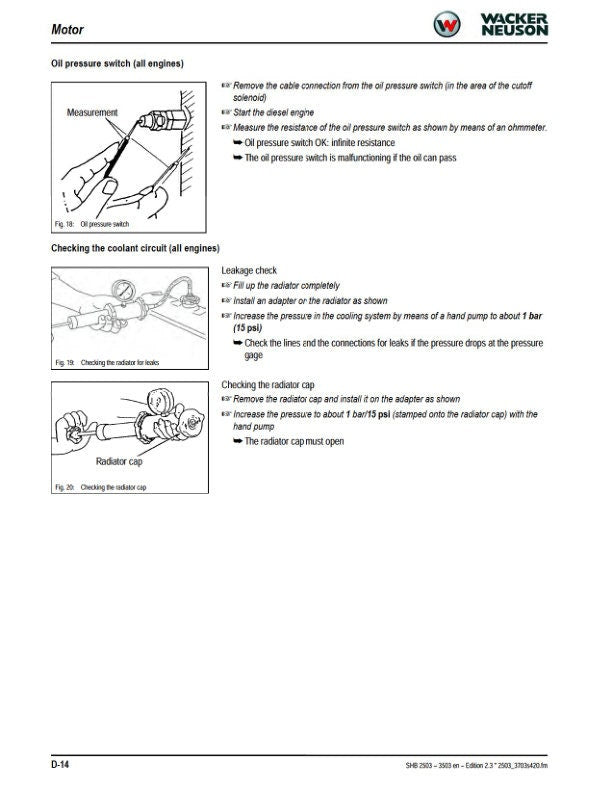 Wacker Neuson 2503 3503 Tracked Excavator Service Manual sample page from the repair manual