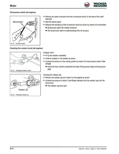 Wacker Neuson 2503 3503 Tracked Excavator Service Manual sample page from the repair manual
