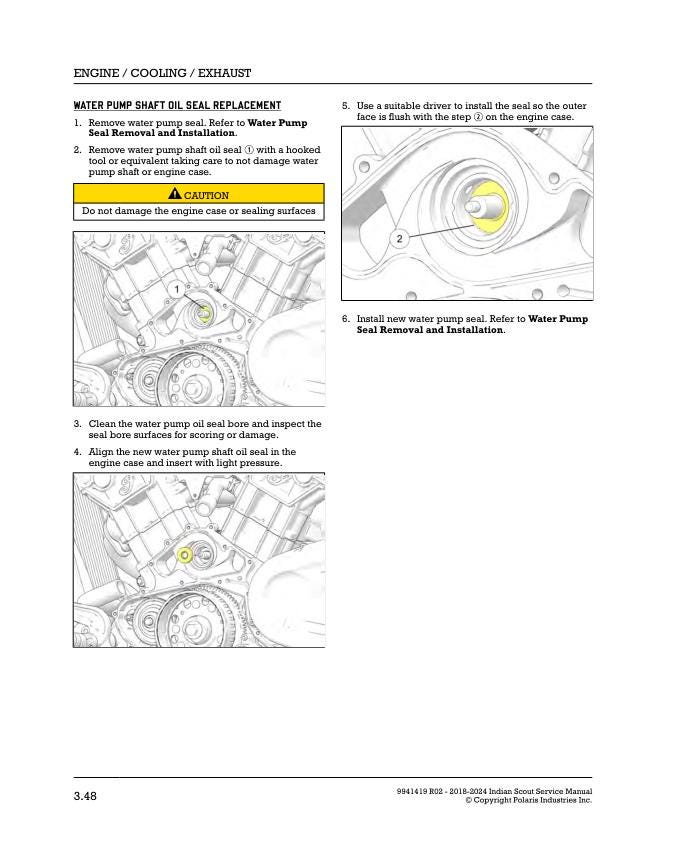 Indian Scout Bobber Rogue Motorcycle Service Manual sample page with diagrams and specifications
