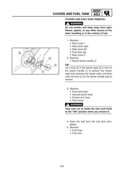 Yamaha EF 2000 Generator Service Manual table of contents