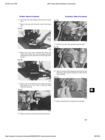 Arctic Cat Panther Bearcat Thundercat ZR ZL Snowmobile Service Manual sample page from the repair manual