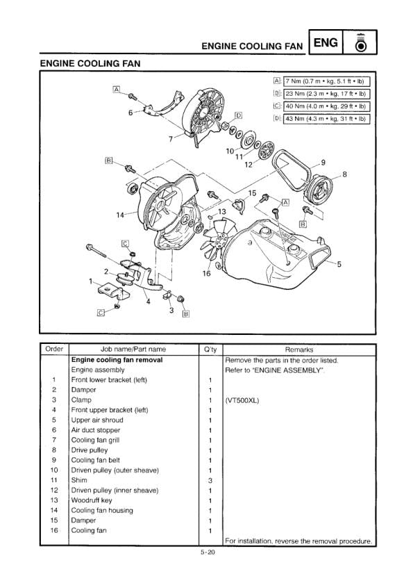 Yamaha Phazer Venture XL Snowmobile Service Manual sample page with technical illustrations