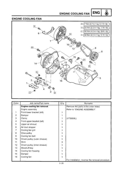 Yamaha Phazer Venture XL Snowmobile Service Manual sample page with technical illustrations