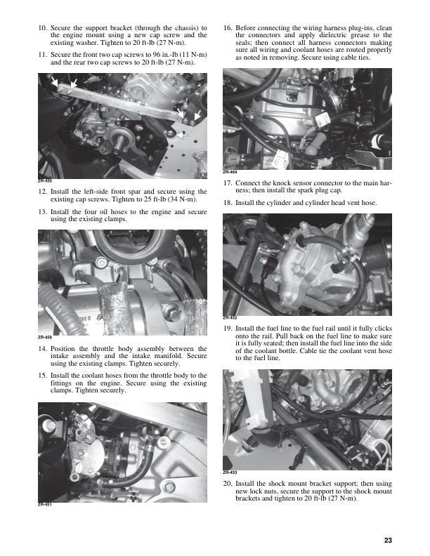 Arctic Cat Norseman Riot Touring ZR M 400 Snowmobile Service Manual sample page with diagrams and specifications