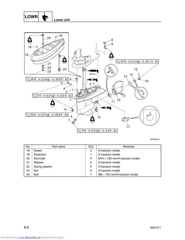 Yamaha F90D Outboard Service Manual sample page from the repair manual