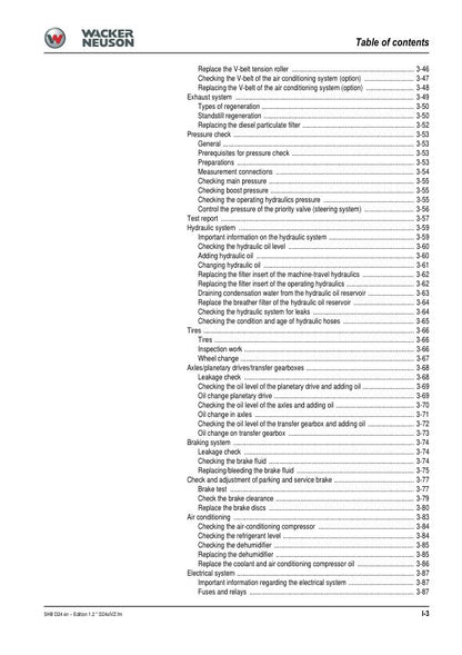 Wacker Neuson DDV60 DV90 DV100 Dumper Service Manual sample page with diagrams and specifications
