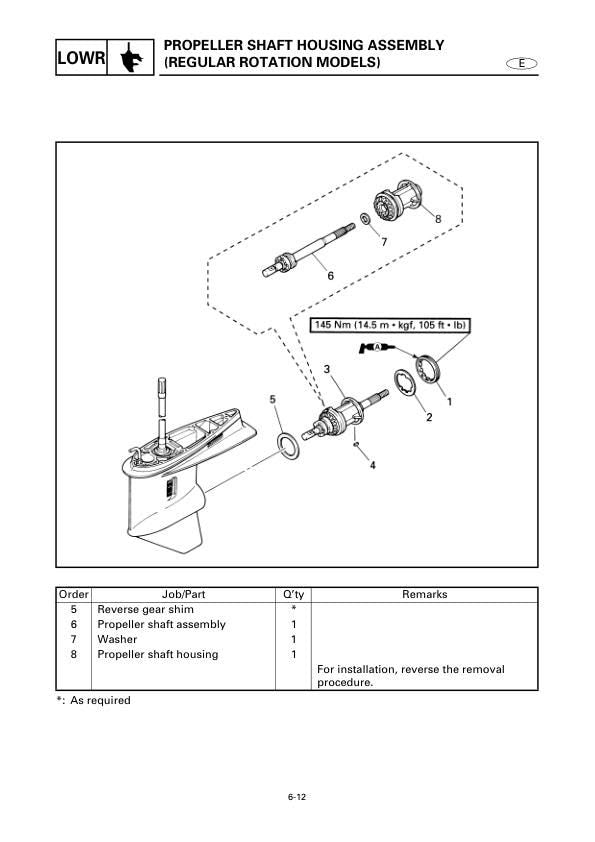 Yamaha Z200N LZ200N Z200Y LZ200Y Outboard Service Manual sample page with service data and tables