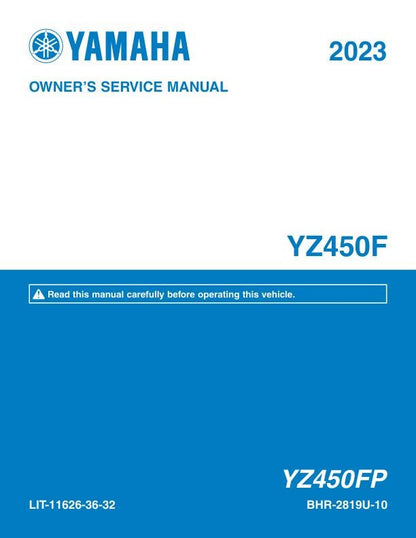 Yamaha YZ450FP Motorcycle Service Manual factory service manual title page
