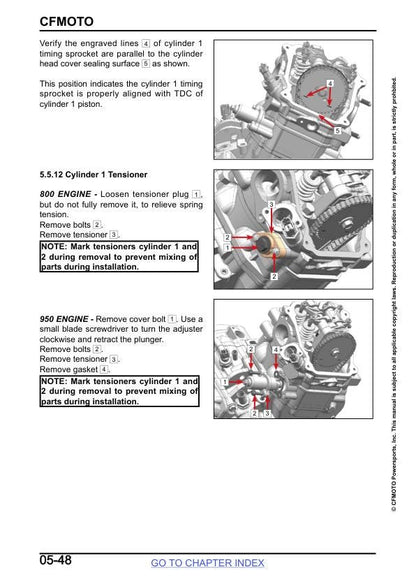 CFMOTO ZFORCE 800 950 Trail Sport UTV Service Manual sample page with diagrams and specifications