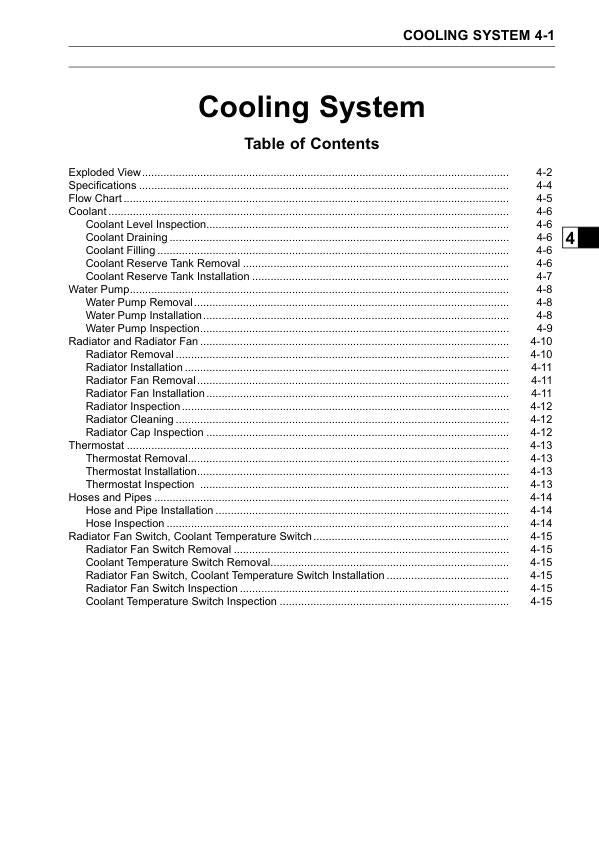 Kawasaki Mule 4010 Trans4x4 Diesel Utility Vehicle Service Manual sample page with diagrams and specifications