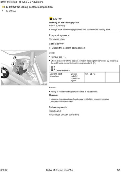 BMW R1250 GS Adventure K51 Motorcycle Service Manual sample page from the repair manual