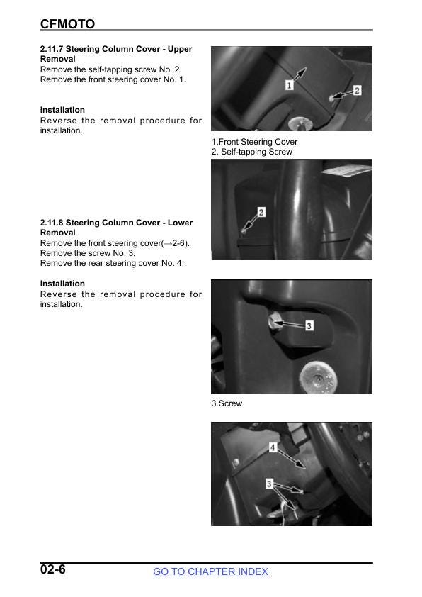 CFMOTO UFORCE 800 UTV Service Manual sample page from service manual