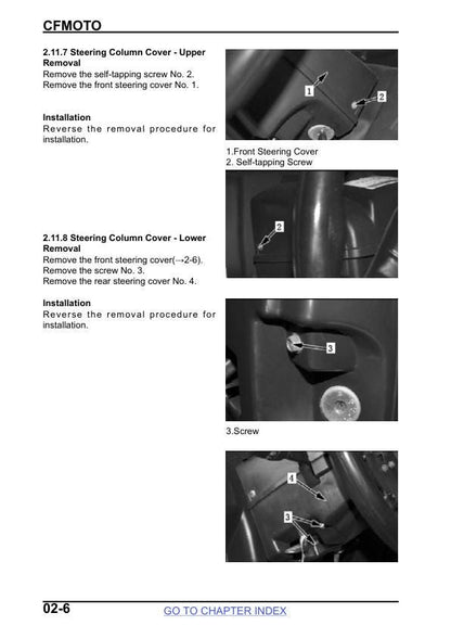 CFMOTO UFORCE 800 UTV Service Manual sample page from service manual