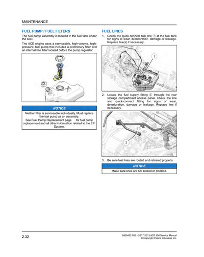 Polaris ACE 900 UTV Service Manual sample page from service manual