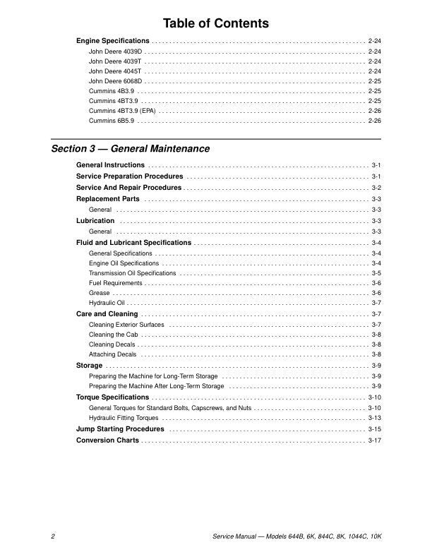 JLG 644 1044 Telehandler Service Manual sample page with diagrams and specifications