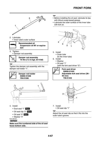 Yamaha YZF-R1 Motorcycle Service Manual sample page with technical illustrations