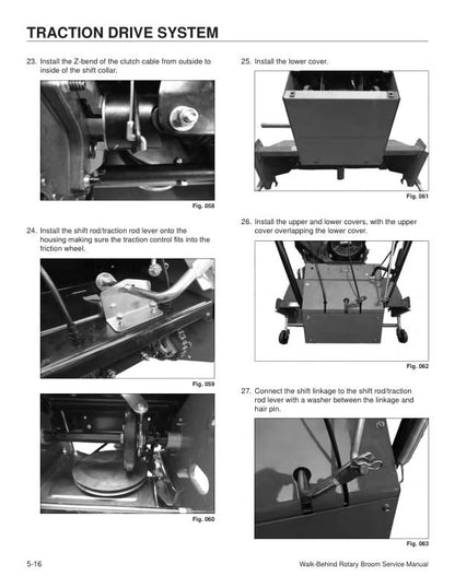 Toro 38700 23740 Walk Behind Rotary Broom Service Manual sample page with service data and tables