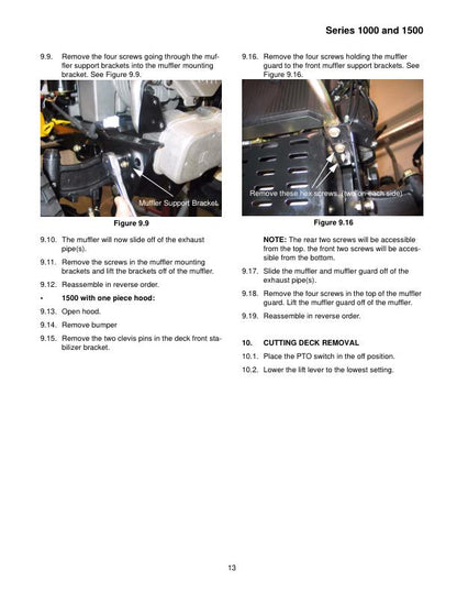 Cub Cadet 1000 1500 Tractor Service Manual sample page with diagrams and specifications
