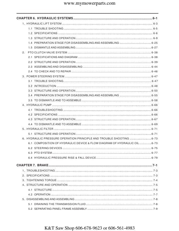 Cub Cadet 8454 Tractor Service Manual sample page showing repair procedures