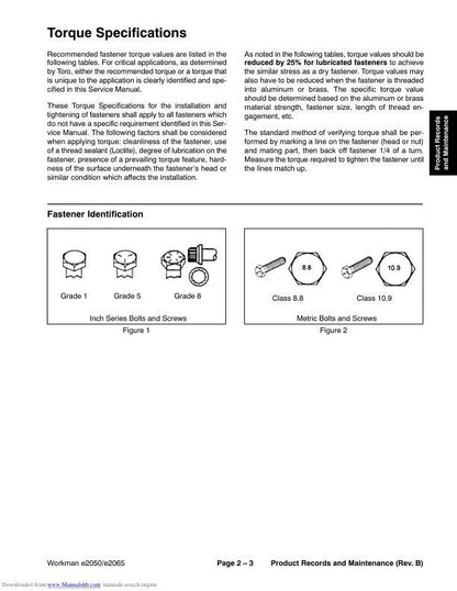 Toro Workman e2050 e2065 Mower Service Manual sample page from service manual