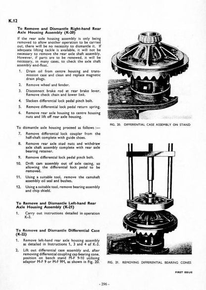 Massey Ferguson MF35 MF122 MF130 MF135 MF148 Tractor Service Manual sample page with diagrams and specifications