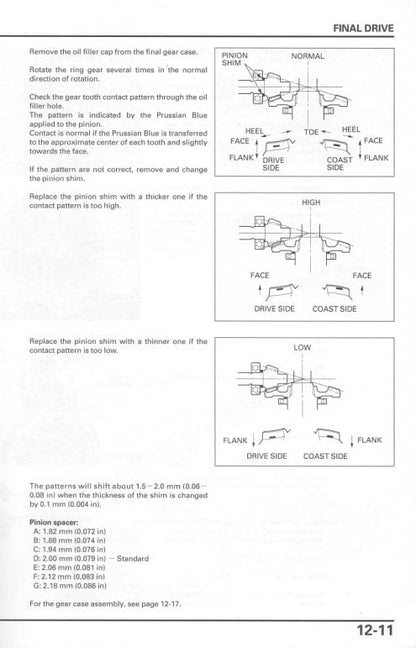 Honda Shadow VT1100 Motorcycle Service Manual sample page with service data and tables