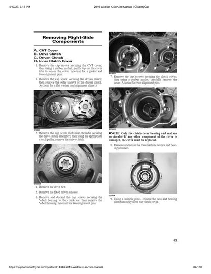 Arctic Cat Wildcat X 1000 UTV Service Manual sample page with technical illustrations