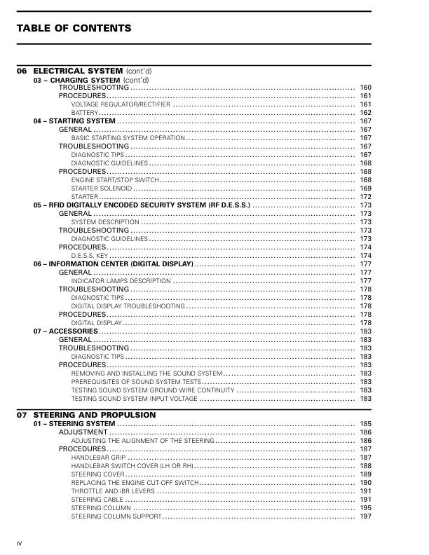Seadoo GTI GTR Wake 170 Fish Pro Service Manual sample page showing repair procedures