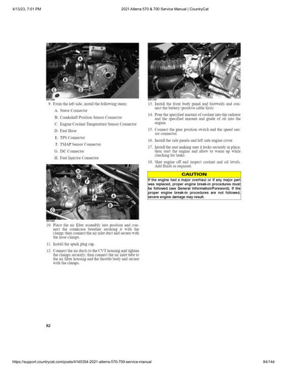 Arctic Cat Alterra 570 700 ATV Service Manual sample page with technical illustrations