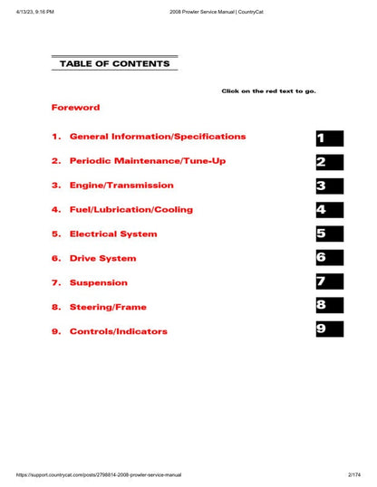 Arctic Cat Prowler XT XTX UTV Service Manual factory service manual title page