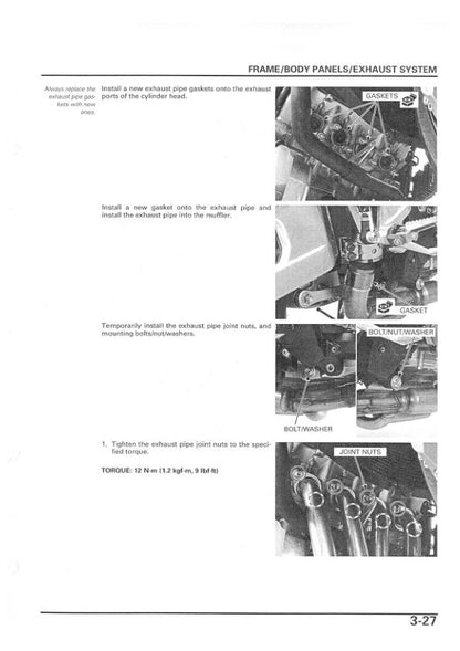 Honda CBR 600 R Motorcycle Service Manual sample page with diagrams and specifications