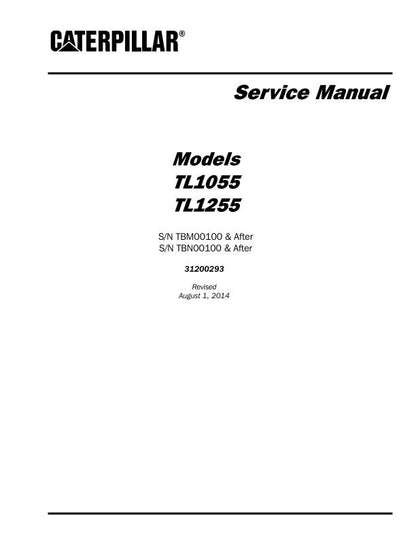 Caterpillar TL 1055 1255 Telehandler Service Manual factory service manual title page