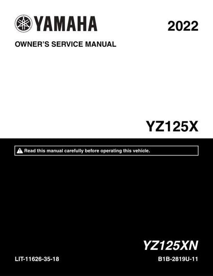 Yamaha YZ 125 XN Motorcycle Service Manual factory service manual title page
