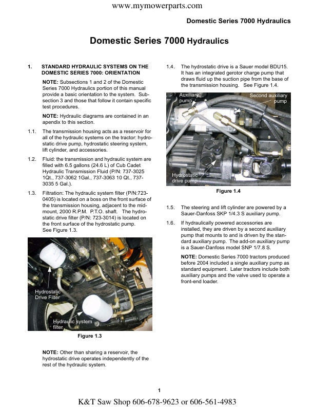Cub Cadet Domestic 7000 Tractor Service Manual sample page from service manual