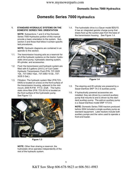 Cub Cadet Domestic 7000 Tractor Service Manual sample page from service manual