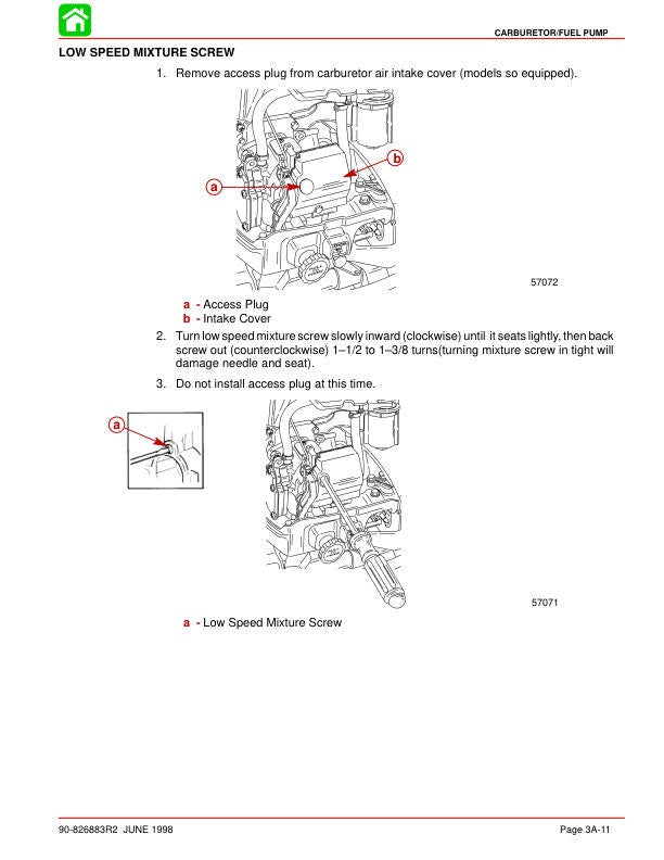 Mercury Mariner 20 25 Outboard Service Manual sample page showing repair procedures