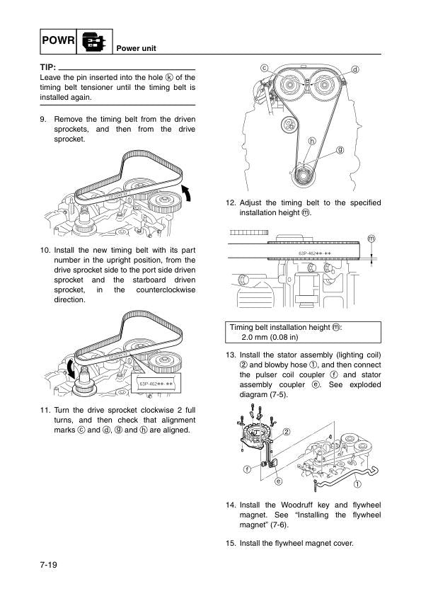 Yamaha F150B FL150B Outboard Service Manual sample page with technical illustrations
