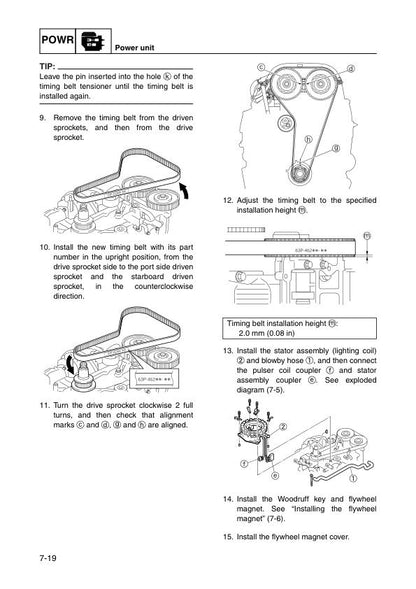 Yamaha F150B FL150B Outboard Service Manual sample page with technical illustrations