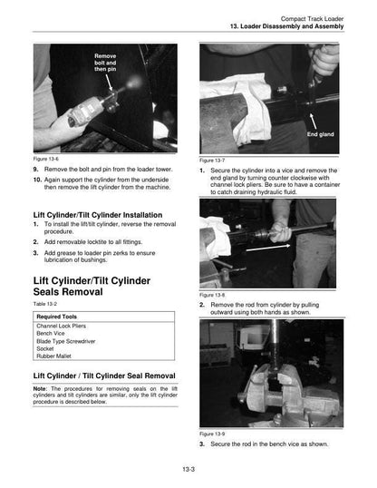 Terex R070 T Track Loader Service Manual sample page with service data and tables